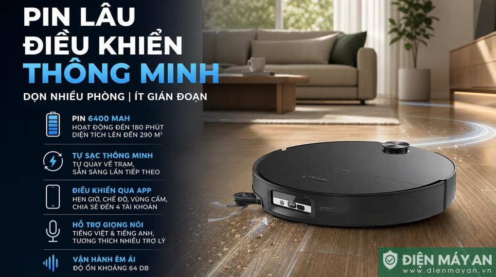 Robot hút bụi lau nhà Roborock Saros 20 Sonic Complete - Đen/Trắng